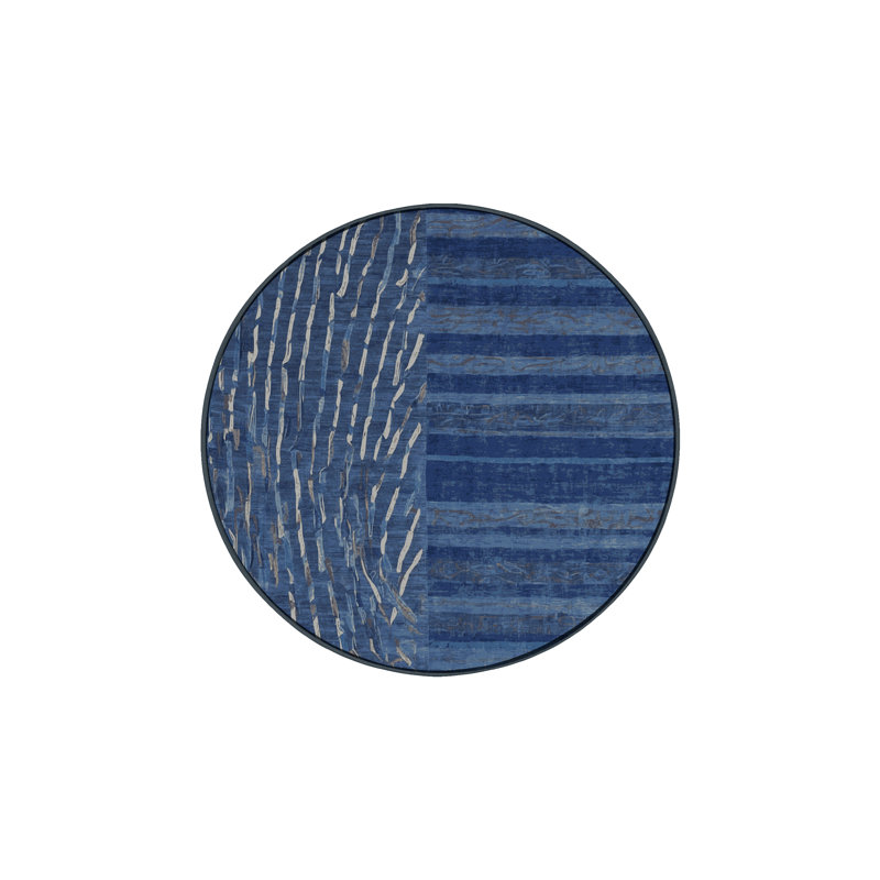 Machine Washable Gray Area Rug, Round 5'
