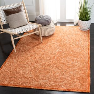 Ahmora Abstract Handmade Tufted Wool Rust Area Rug