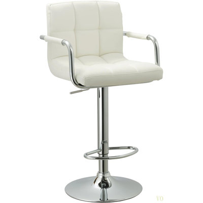 Contemporary Adjustable Swivel Arm Bar Stool With Cushion