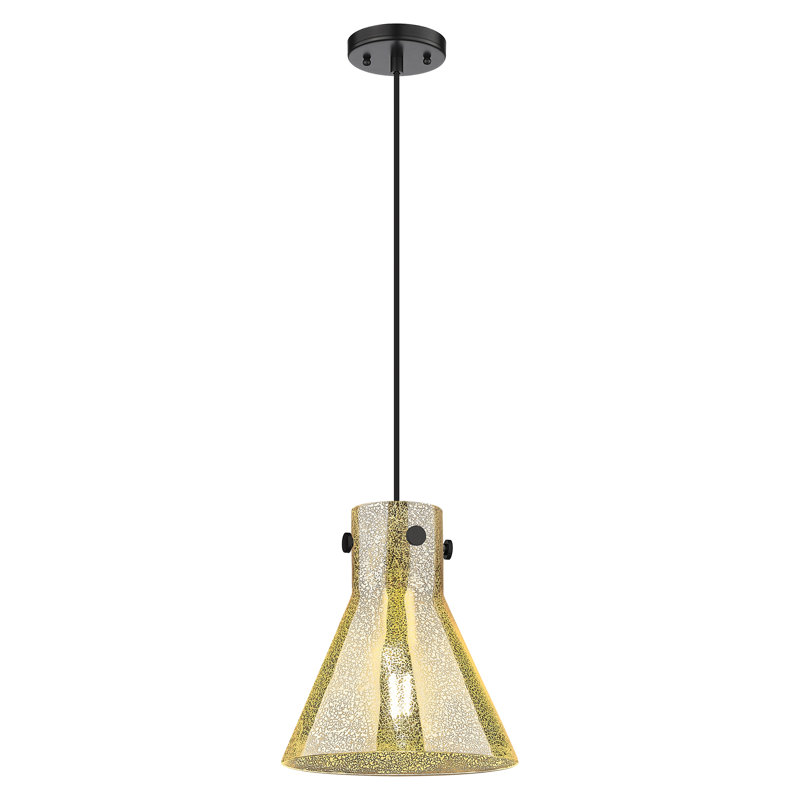 Luminaire suspendu à cordon 1 lumière 14 "Newton Cone, H 11,75 po x l 10 po x P 10 po, Nickel poli