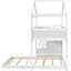Lit superposé simple au-dessus d'un lit double blanc avec rangement efficace et tableau noir inspirant-1814119450