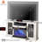 Alvilda 59" 3-Sided Glass Fireplace TV Stand, White-23179253-16397827