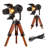 Novan Vintage Industrial Tripod Table Lamp, Adjustable Spotlight Accent Light with Wooden Stand, Retro Cinema Style Lamp for Living Room, Bedroom, Office Decor
