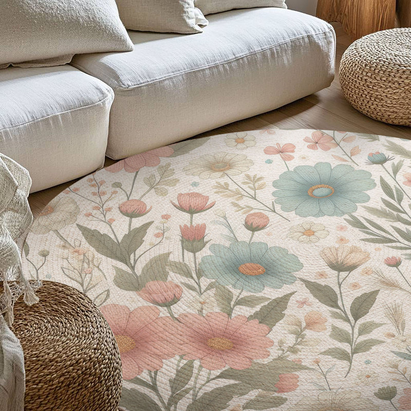 Tapis tressé Blossom Oasis, Rond 5 pi