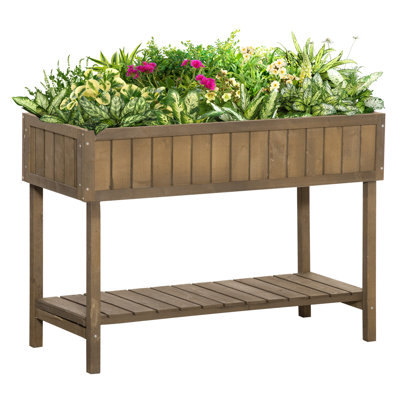 Outsunny Wooden Herb Planter with 8 Pocket, 110L x 46W x 76Hcm, Brown