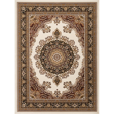 Luxury Traditional Multi Medallion Machine - Made Polypropylene Runner Rug, 2 Ft. 7 In. X 9 10 In., Rug Pad Necessity Color Variation Notice