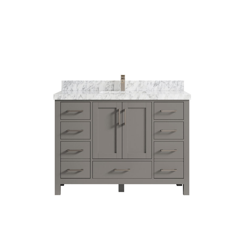 Ensemble de meuble-lavabo simple 48 po Malibu, Marbre de Carrare