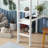 Twin High Loft Bed, Rubber Wood  Loft Bed With Safety Guardrail, Built-In Desk, Ladder,White-87897587