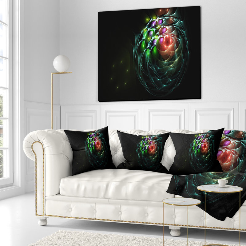 Coussin de conception fractale 3d artful Abstract, 16 po x 1 po, Coussin décoratif