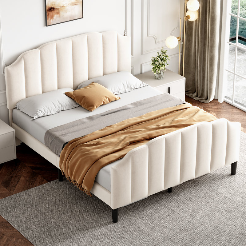 Sipi Upholstered Bed, Beige
