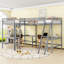 Lit mezzanine simple en forme de L avec 2 bureaux encastrés Kimarri-1829308657