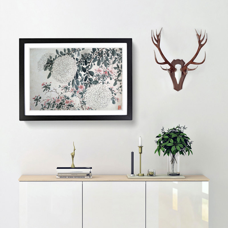 Garden Flowers Vol.3 by Chen Daofu - Picture Frame Painting Print, 48cm H x 65cm W x 2cm D, Black Framed