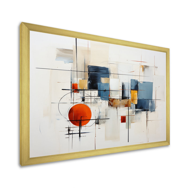 «Jandieter Beige Minimalist Patchwork V», reproduction sur toile, H 34 po x l 44 po x P 1,5 po, Cadre doré à une seule photo