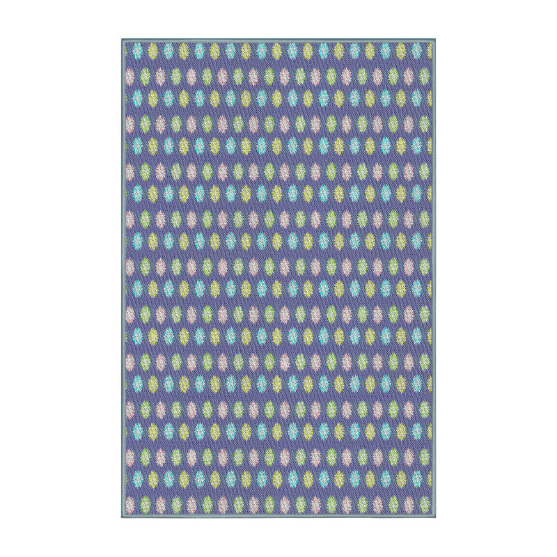 Tapis bleu/gris à motifs, Rectangle 3 pi x 5 pi