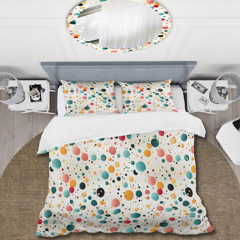 Ensemble de housse de couette à pois Delight, Housse de couette simple + 1 taie décorative stan