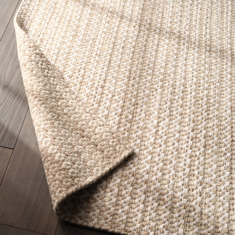 Eladio Wool Geometric Area Rug in Beige, Rectangle 2' x 3'