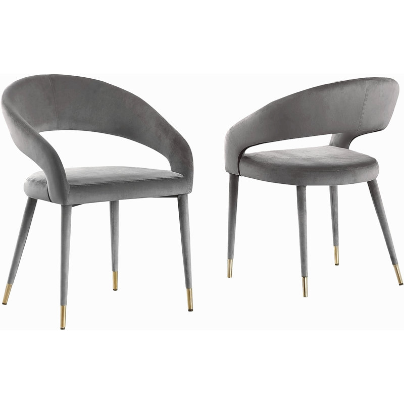 Ensemble de 2 chaises en velours Modern, Gris