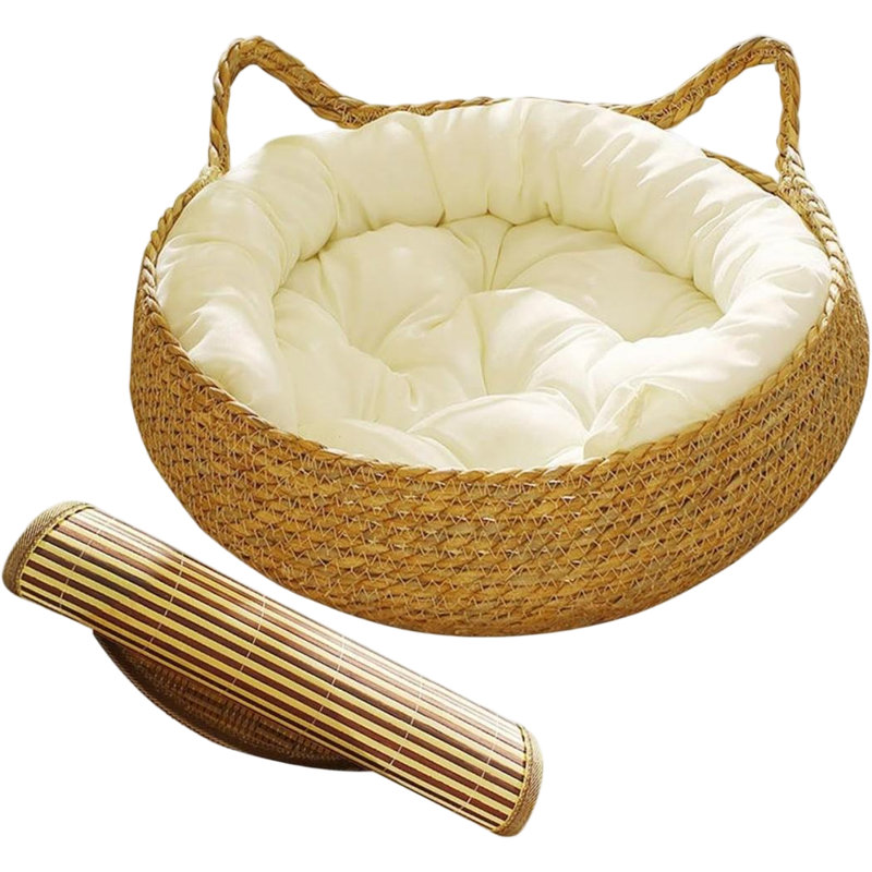 Nid de panier de lit pour chat, lit pour animal d'été, protecteur de meuble avec coussin, planche à gratter pour chat avec coussin blanc