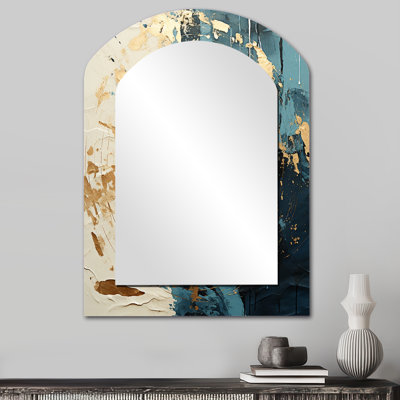 Or et vert vinyle disque Melody II - grand miroir mural arqué sur métal