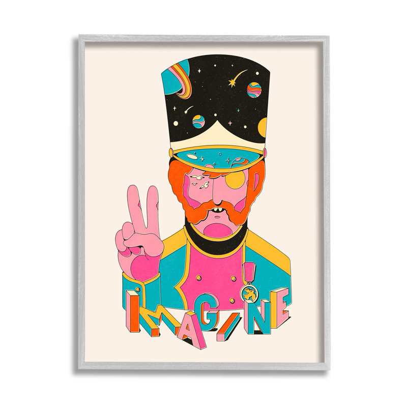 «Imagine Abstract Retro Peace Sign», estampe numérique texturée par Matheus Lopes Castro, H 14 po x l 11 po x P 1,5 po