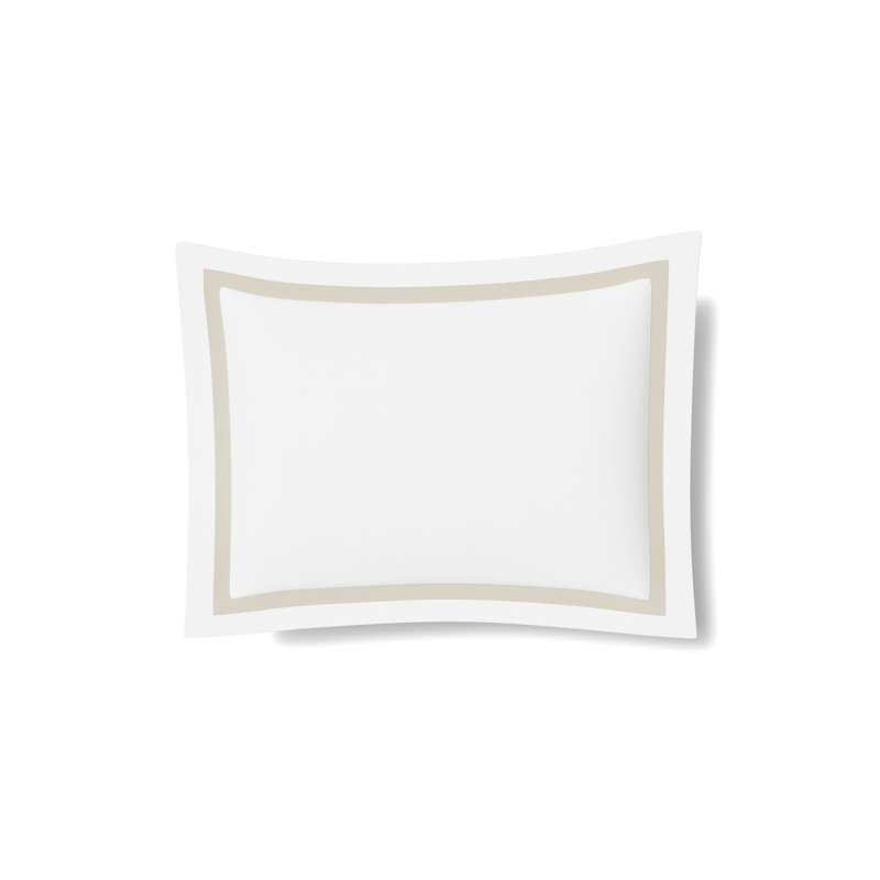 Ready-to-Bed 2.0 Cotton And Trim Sham, Ready-to-Bed 2.0 Cotton & Trim Standard Sham, White/Champagne