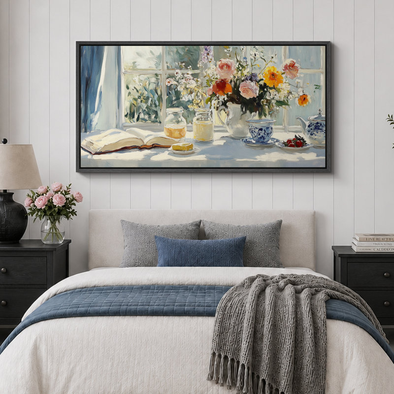«Relaxing Teatime», art mural de nature morte, impression numérique sur toile giclée sur toile, H 30 po x l 60 po