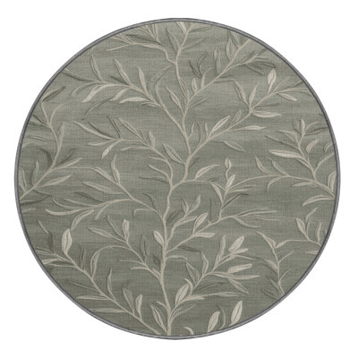 Machine Washable Botanical Gray Area Rug