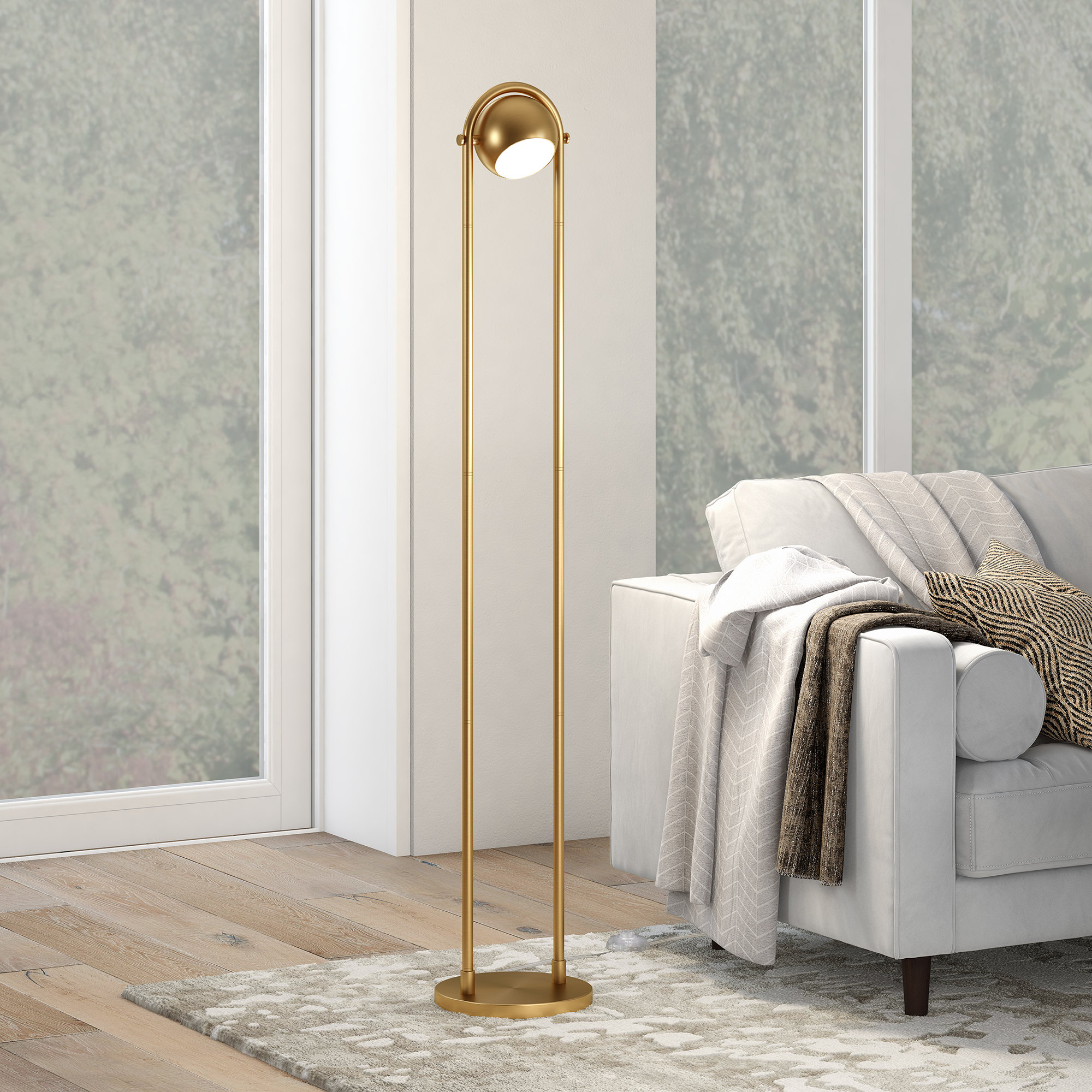 Haileyville 64 Arched Floor Lamp with Remote Control and Bulb Included Orren Ellis Base Finish: Brown