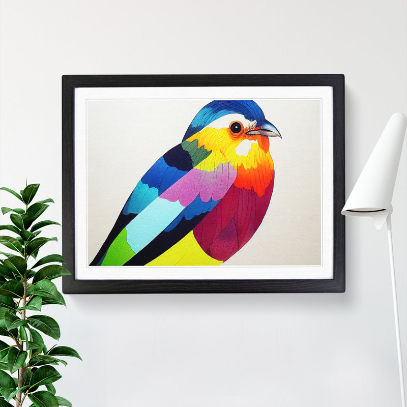 Enticing Watercolour Bird 1 Piece Single Picture Frame Wall Art, 25cm H x 34cm W, Black