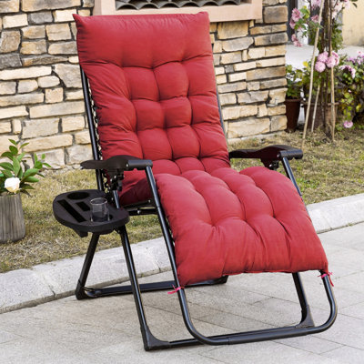 Zero Gravity Reclining Chair With Breathable Cushion And Side Tray, 264 Lbs Load Capacity, Red For Indoor & Outdoor Folding Chair, Gravity, Padded Cabinet, Supported,