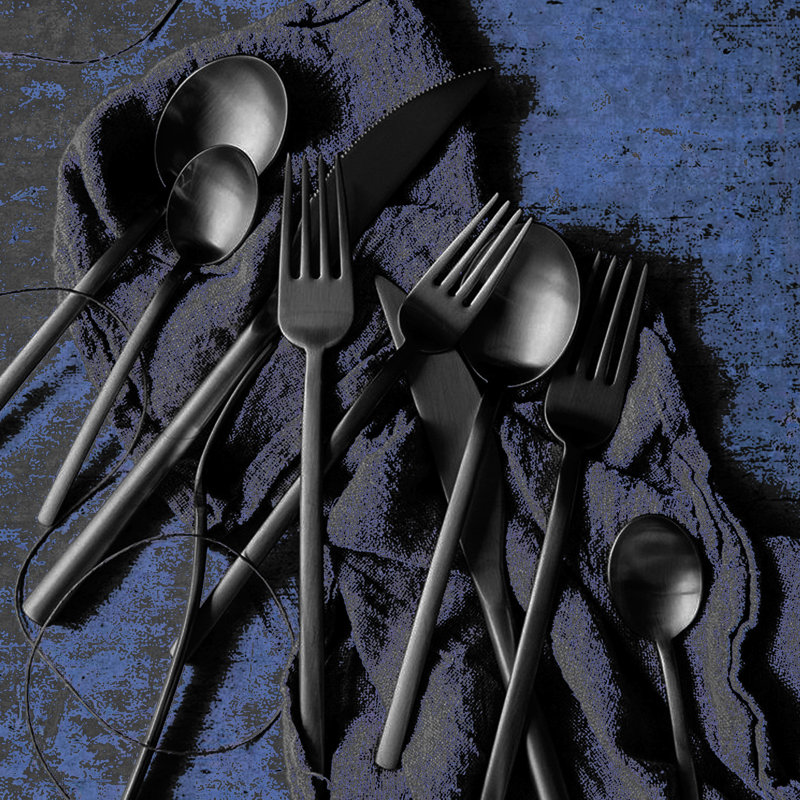 Mercer41 Stainless Steel Flatware Set, Ice Black Gold