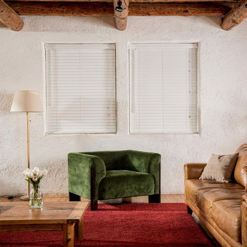 Fauteuil rembourré en chenille vert avec accoudoirs courbés et pieds en bois massif, Vert
