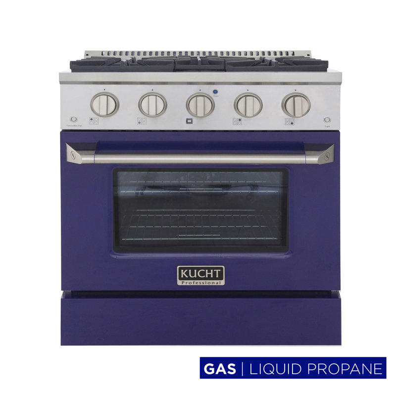 30" 4.2 Cu. ft. Freestanding Gas with Convection Oven, Blue, Liquid Propane