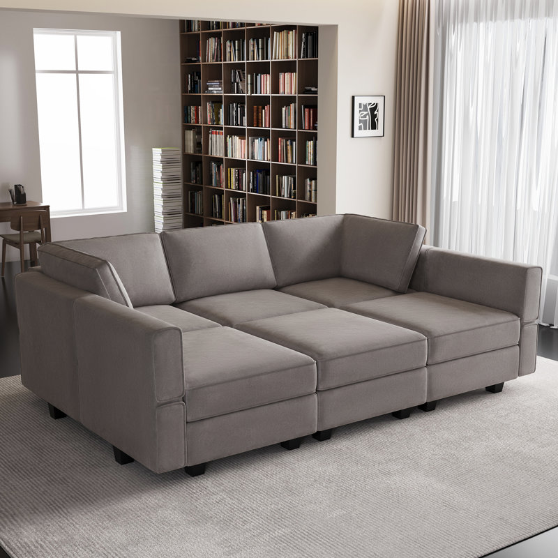 Nairoby 6 Storage Ottomans Sleeper - Velvet Sofa Bed Modular Sectional Sofa Convertible Sofa Livingroom Bedroom Apartment Couch