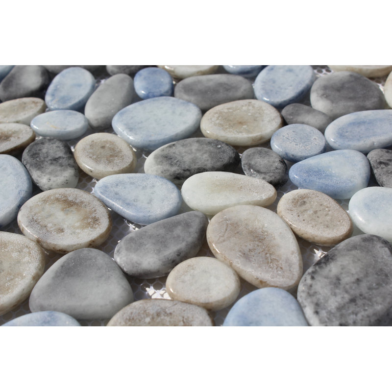 12" x 12" Glass Rock Wall Tile, Gray/Beige