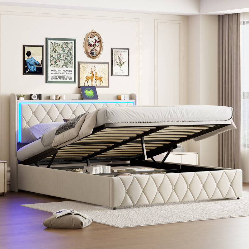 Rishi Upholstered Storage Bed, Double (4'6)