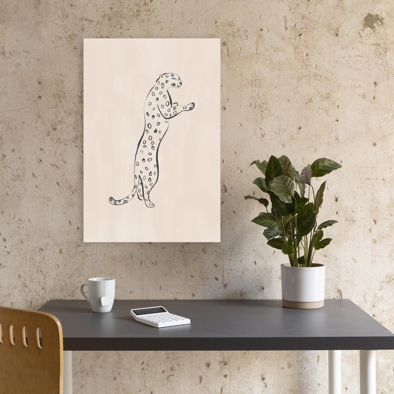 Elegant Spotted Leopard Minimalist Cat Animal Nature Wall Art Print, 45.72cm H x 30.48cm W