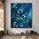 Très grande reproduction d'art sur tissu - Œuvre de vigne botanique florale bleue pour le salon ou la chambre à coucher - «Assemblage requis du cadre (cadre non fini)»
