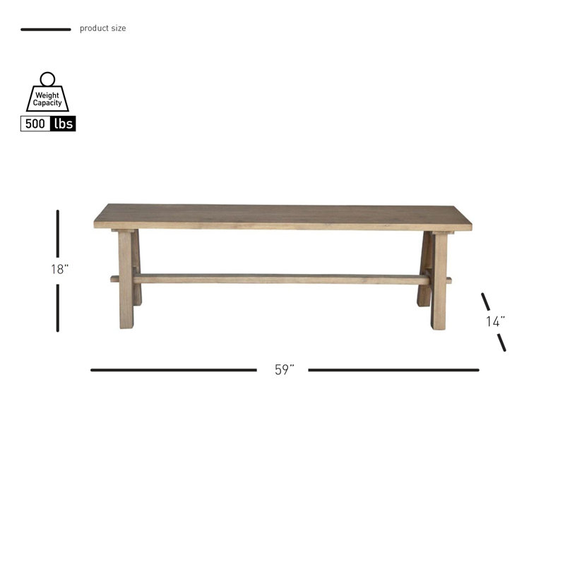 Banc en bois massif Naugatuck, Fumée brossée