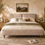 Willma Luxury Beige Upholstered Platform Bed With Quilted Pillow-Style Headboard-1123530994