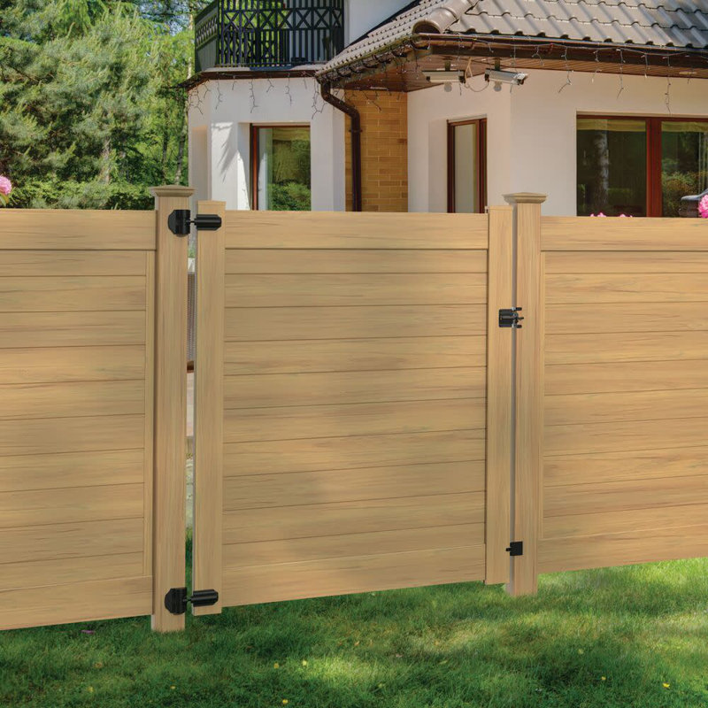 Horizontal Fence Cypress Vinyl Privacy Gate, 6' H x 5' W