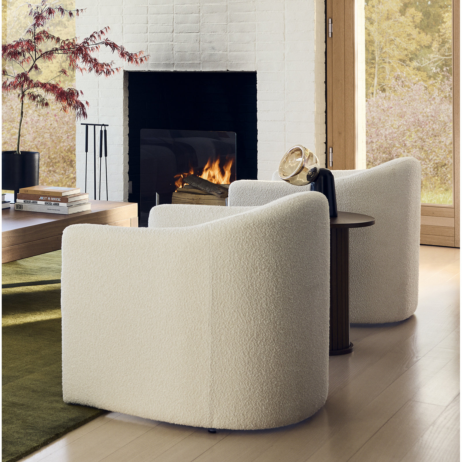 Pollman Barrel Chair, Ivory Boucle