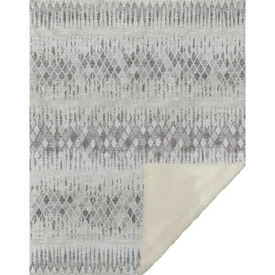 One Pixie Street Ivory 50" x 70" Sherpa Throw Blanket, Ivory