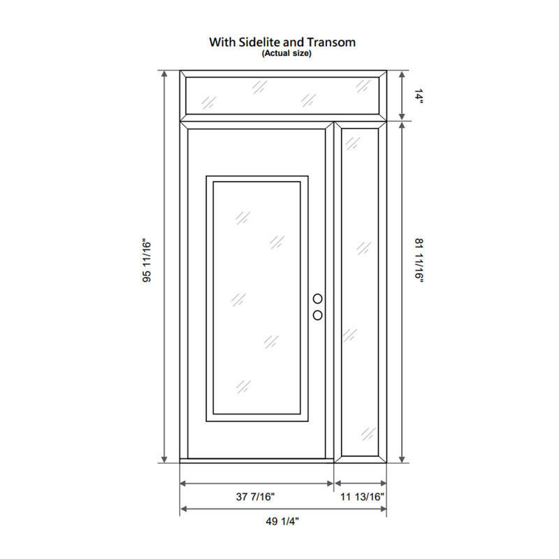 Panneau d'entrée en acier argenté blanc / blanc avec porte latérale avant et traverse, Droite, L 49,25 po x H 95,69 po, Givré