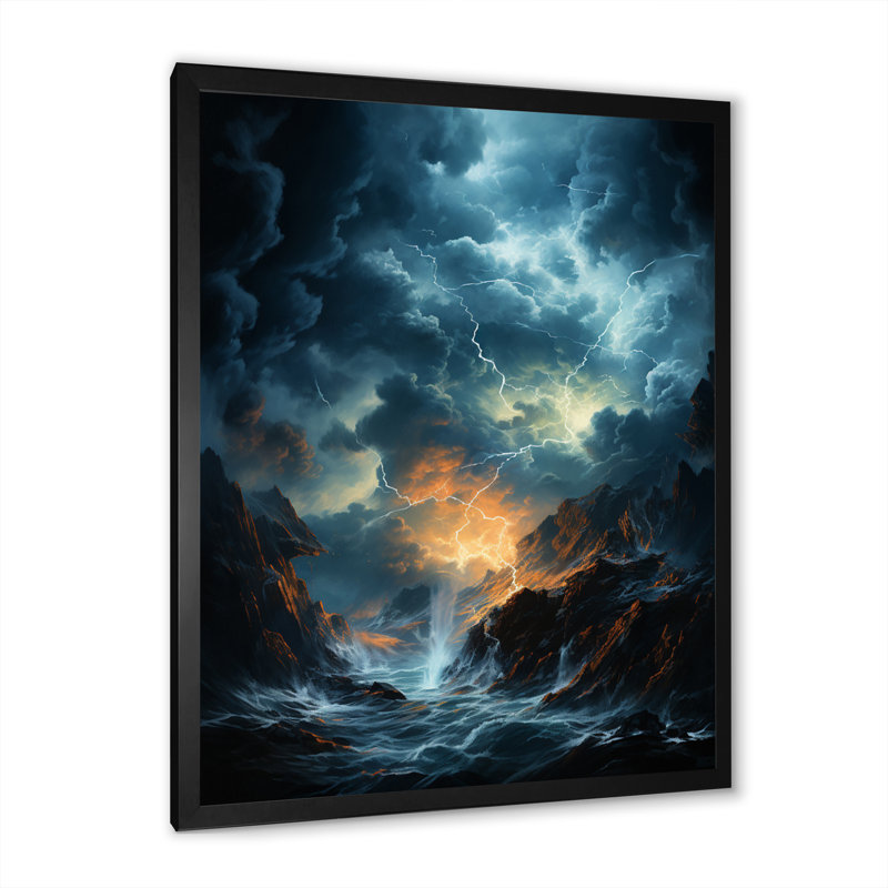 " Lightning Thunderbolt Fury ", Black, 40" H x 30" W x 1.5" D