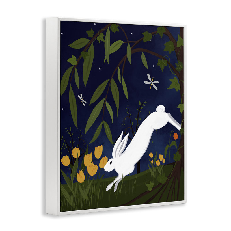  Hare in Night Forest Giclee Art by Michelle Ingari Designs, H 20 po x l 16 po, Estampe numérique encadrée blanc bord de mer
