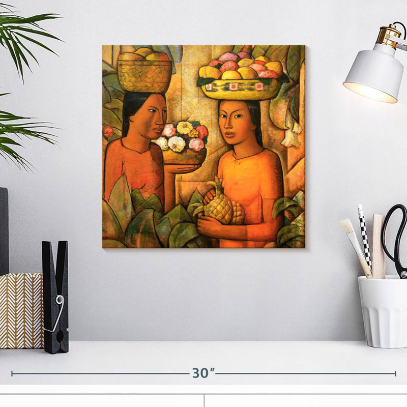 Mujeres Con Frutas, H 16 po x l 16 po