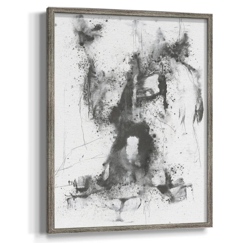 Graphite Abstract II Framed Print - Solid Wood, 11" H x 9" W