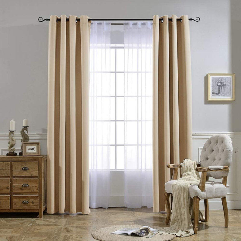 Blackout Curtain Pair, 52" W x 63" L, Biscotti Beige