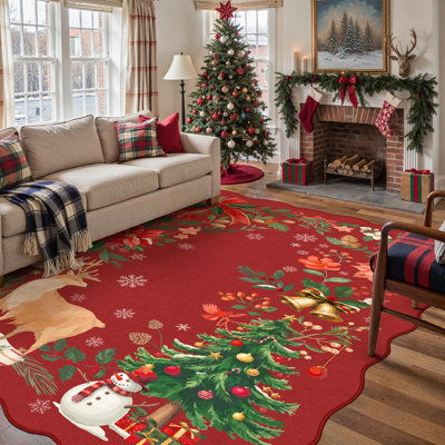 Tapis de Noël lavable à la machine avec antidérapant Noel